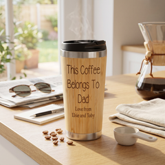 Dad's Bamboo Travel Mug, Personalised (Reusable, Sustainable 420ml) Personalised Mugs ukgiftstoreonline
