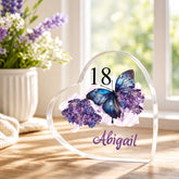 18th Birthday Gift - Personalised Butterfly Heart Block In Silk-Lined Box Personalised Plaque Gift ukgiftstoreonline