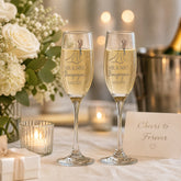 Personalised Wedding Champagne Glasses, Engraved Couple Name Set Personalised Champagne Glasses ukgiftstoreonline