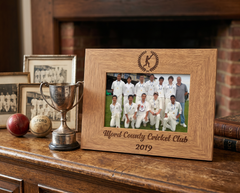 Personalised Cricket Photo Frame – Engraved Wooden Oak Frame With Stand Photo Frame ukgiftstoreonline