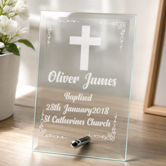 Personalised Baptism Gift Keepsake Glass Plaque Engraved Personalised Crystal Glass ukgiftstoreonline
