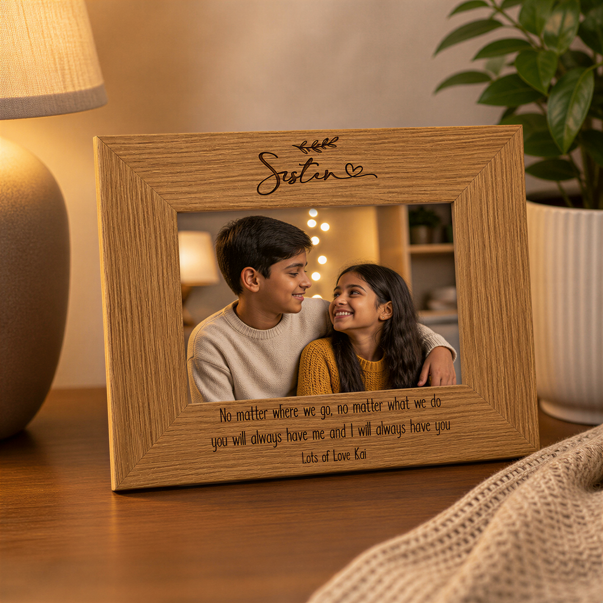 Personalised Sister Photo Frame, Wooden Landscape Sentiment Gift Photo Frame ukgiftstoreonline