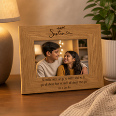 Personalised Sister Photo Frame, Wooden Landscape Sentiment Gift Photo Frame ukgiftstoreonline