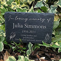 Personalised In Loving Memory Feathers Design Slate Marker Garden Loving Memory Remembrance ukgiftstoreonline
