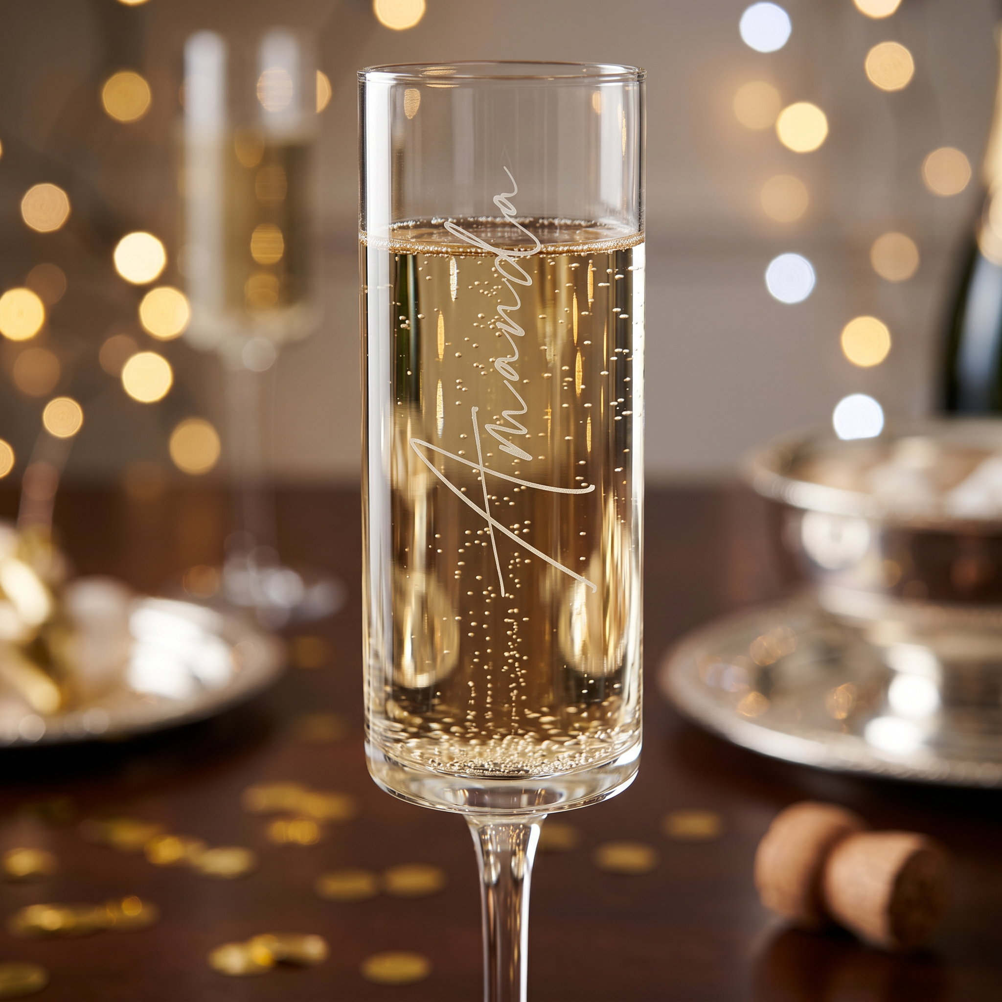 Modern & Elegant Personalised Tall Champagne Prosecco Glass Any Name Champagne Glasses ukgiftstoreonline
