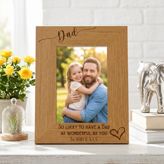 Personalised Dad Love Heart Engraved Portrait Photo Frame Gift personalised photo frames ukgiftstoreonline