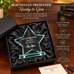 Personalised Glass Star Trophy | Large Jade, 18Cm X 18Cm, Any Engraving Personalised Gifts ukgiftstoreonline