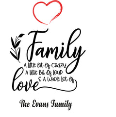 Personalised Family Crazy Sentiment Lamp With Wood Base Night Light