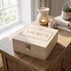 Personalised Wooden Wax Melt Box – Reusable Hinged Gift Box with Clip Closure Keepsake Memory Box ukgiftstoreonline