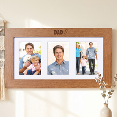 Wooden Photo Frame - Dad Triple 6x4 Picture Frame | Rustic Wall Hanging Photo Frame ukgiftstoreonline