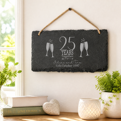 ukgiftstoreonline Personalised Slate 25th Anniversary Plaque Gift Personalised Slate Marker ukgiftstoreonline