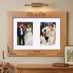 Personalised Mr and Mrs Wedding Double Engraved Wooden Photo Frame Gift wedding photo frame ukgiftstoreonline