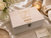 Personalised Birthday Keepsake Box, Wooden Engraved Gift For Any Age Keepsake Wooden Box Raised Words