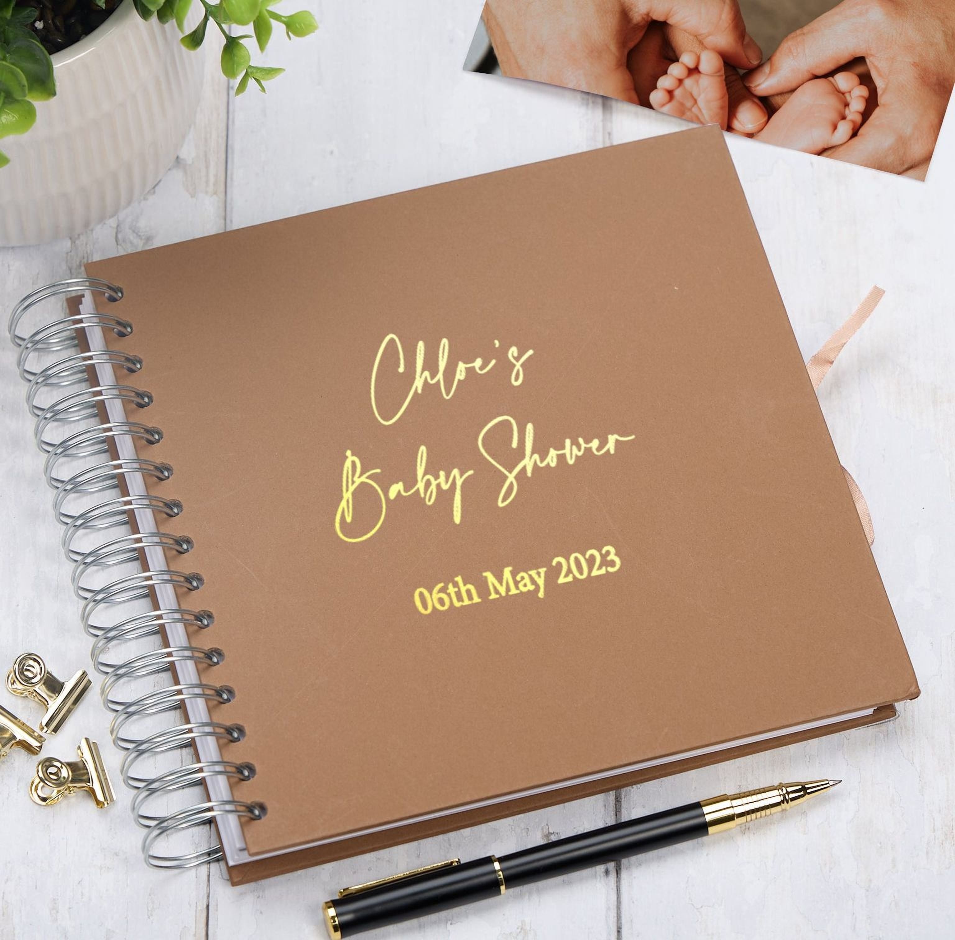 Personalised Baby Shower Multiple Colour Guest Book Scrapbook or Photo Album Foil Print Scrapbook ukgiftstoreonline