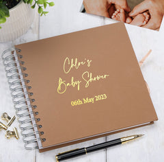 Personalised Baby Shower Multiple Colour Guest Book Scrapbook or Photo Album Foil Print Scrapbook ukgiftstoreonline