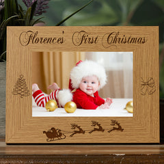 Personalised Baby's First Christmas Wooden Photo Frame Gift
