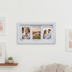 Custom Engagement Photo Collage Print With Mount and White Wood Frame Engagement Photo Frame ukgiftstoreonline