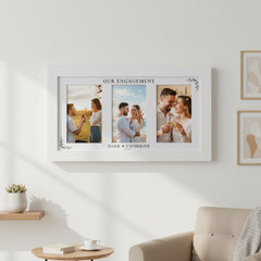 Custom Engagement Photo Collage Print With Mount and White Wood Frame Engagement Photo Frame ukgiftstoreonline