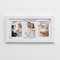 Custom Engagement Photo Collage Print With Mount and White Wood Frame Engagement Photo Frame ukgiftstoreonline