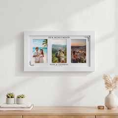 Custom Honeymoon Photo Collage Print With Mount and White Wood Frame Anniversary Photo Frame ukgiftstoreonline