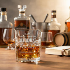 Engraved Retirement Crystal Cut Whiskey Glass Gift Personalised Whiskey Glass ukgiftstoreonline