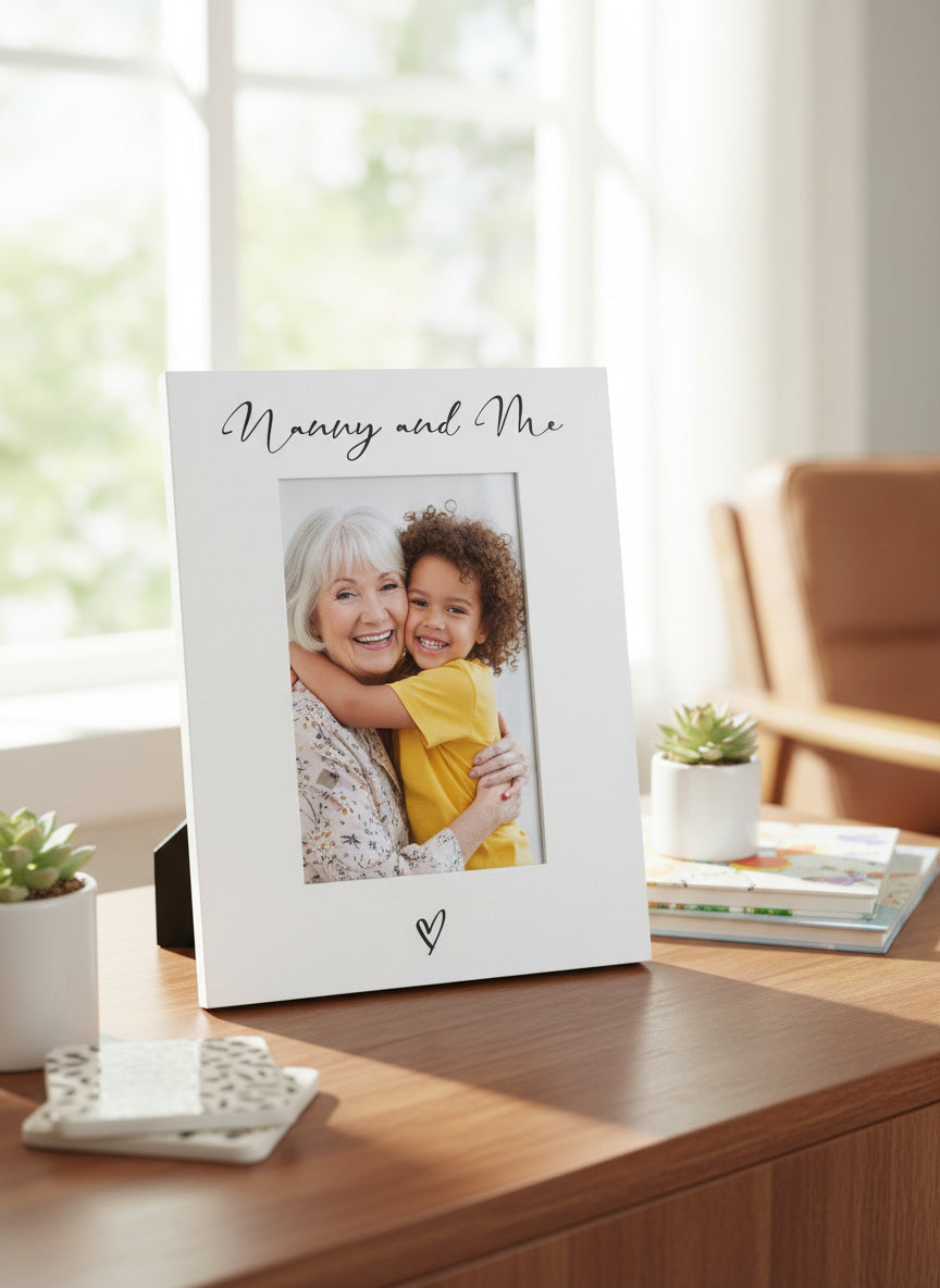 White 6x4 Portrait Picture Photo Frame Nanny & Me Heart Photo Frame ukgiftstoreonline