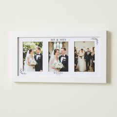 Custom Wedding Day Photo Collage Print With Mount and White Wood Frame Anniversary Photo Frame ukgiftstoreonline