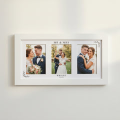 Custom Wedding Day Photo Collage Print With Mount and White Wood Frame Anniversary Photo Frame ukgiftstoreonline