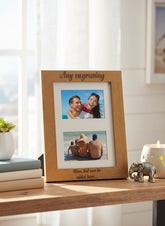 Personalised Engraved Double Wooden Photo Frame Gift Cursive Text personalised photo frames ukgiftstoreonline