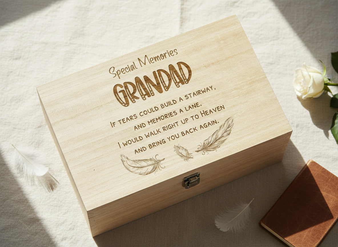 Grandad Remembrance Large Wooden Memory Keepsake Box Gift Keepsake Memory Box ukgiftstoreonline