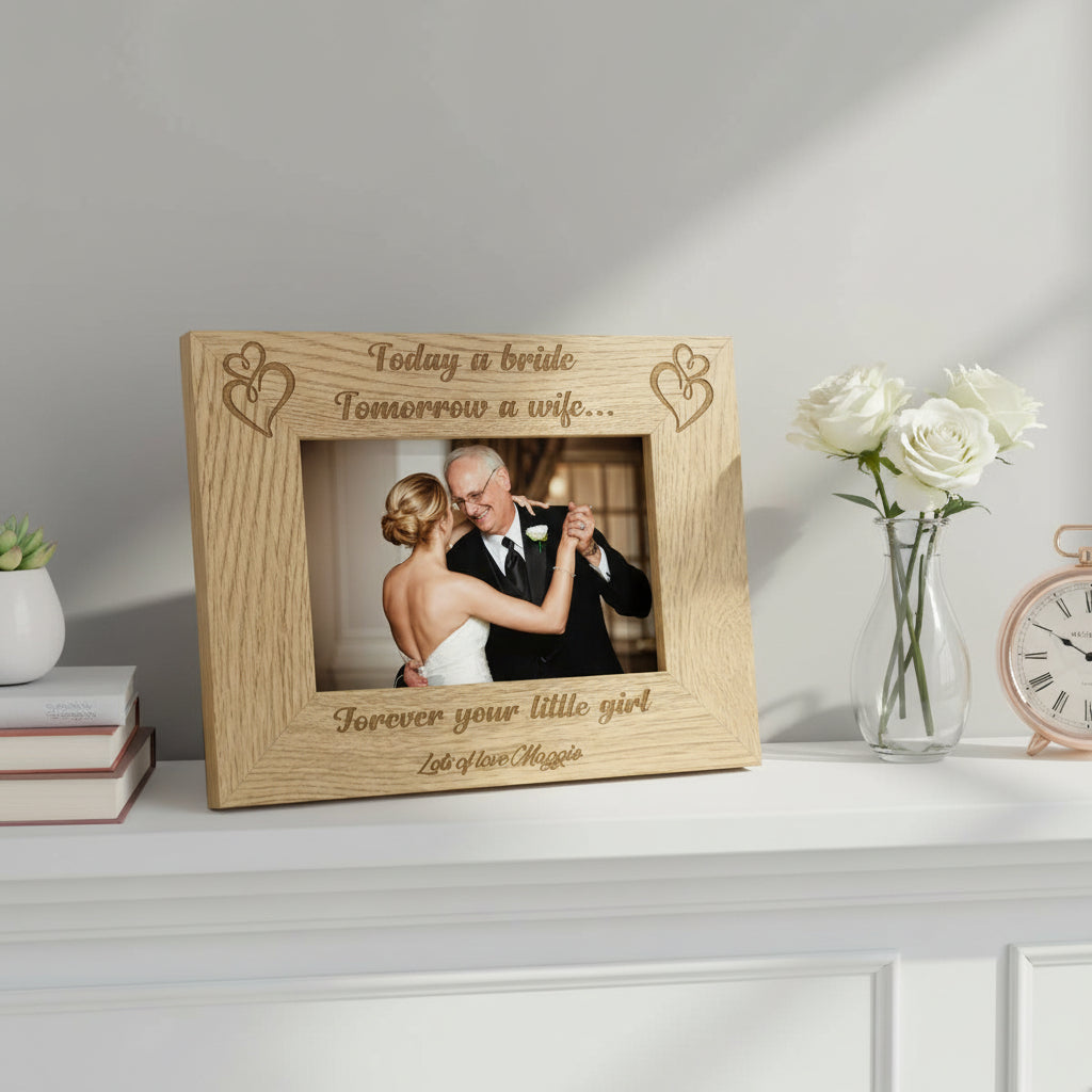 Father Of The Bride Forever Your Girl Engraved Wooden Photo Frame Personalised Gift Photo Frame ukgiftstoreonline 5 x 7 Inches