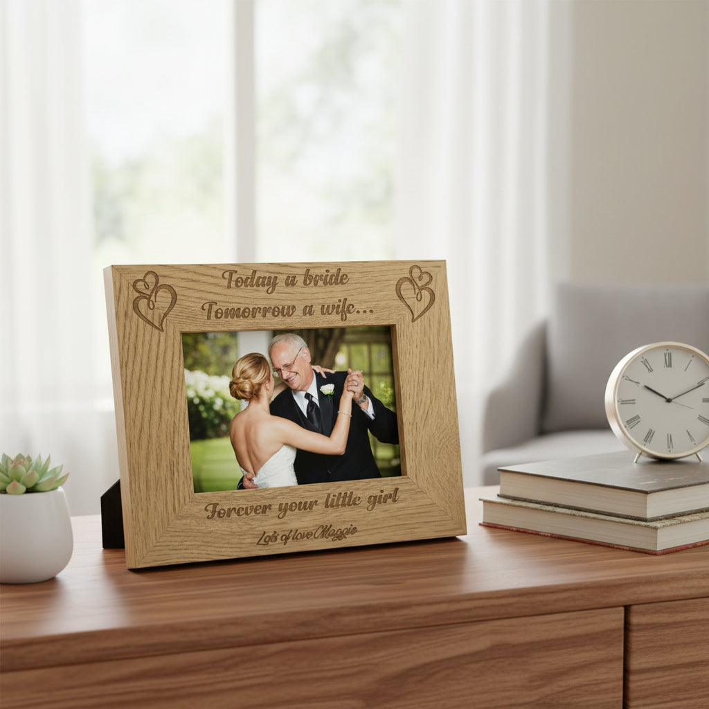 Father Of The Bride Forever Your Girl Engraved Wooden Photo Frame Personalised Gift Photo Frame ukgiftstoreonline 4 x 6 Inches