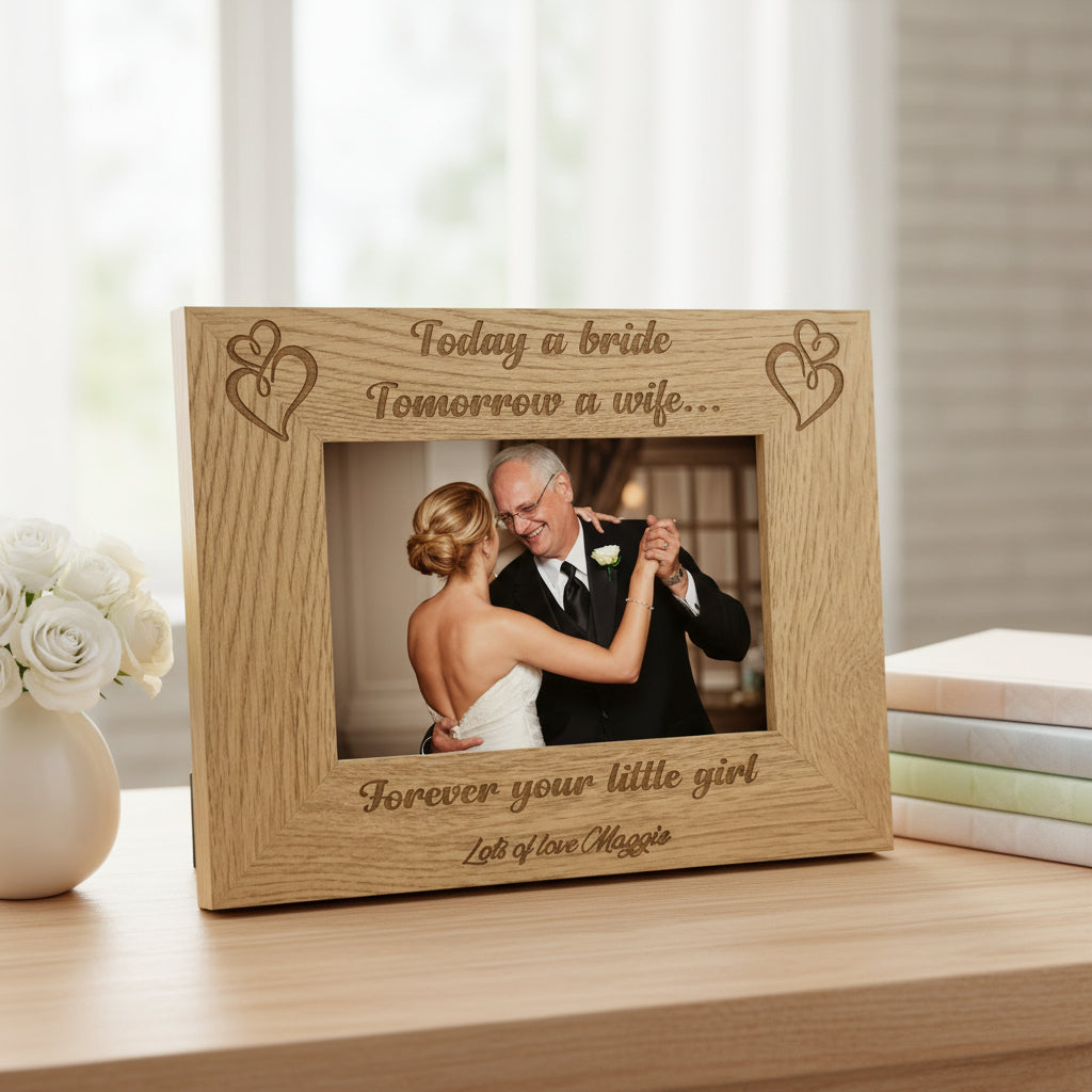 Father Of The Bride Forever Your Girl Engraved Wooden Photo Frame Personalised Gift Photo Frame ukgiftstoreonline 8 x 10 Inches