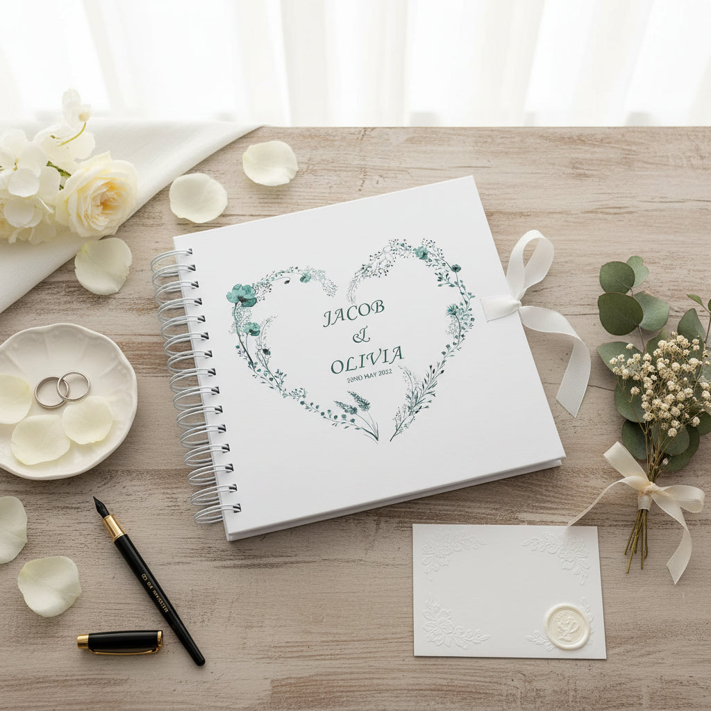 Personalised Wedding Guest Book Memory Book Photo Album Dusty Blue Heart Scrapbook ukgiftstoreonline