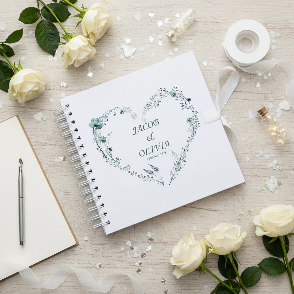 Personalised Wedding Guest Book Memory Book Photo Album Dusty Blue Heart Scrapbook ukgiftstoreonline