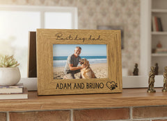 Personalised Best Dog Dad Photo Frame Gift Engraved Oak Wood Finish Pet Photo Frame ukgiftstoreonline 4 x 6 Inch