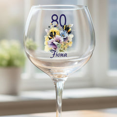 Personalised Any Age Birthday Cocktail Gin Glass Gift with Bees 18th 21st 30th 40th 50th 60th 70th 80th Personalised Gin Glasses ukgiftstoreonline