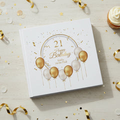 Personalised 21st Birthday Photo Album Gift With Gold Balloons Birthday Photo Album ukgiftstoreonline