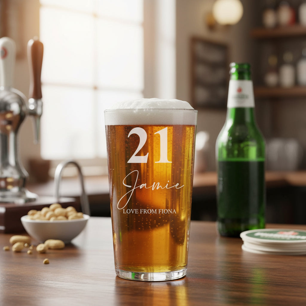 Personalised Engraved 21st Birthday Beer Perfect Pint Glass Gift personalised beer glasses ukgiftstoreonline
