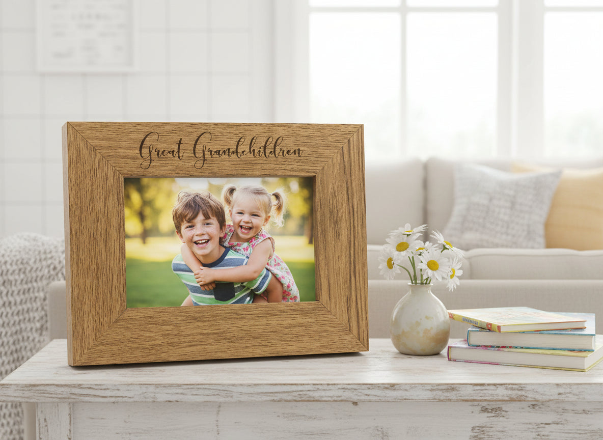 Great Grandchildren Engraved Wooden finish Photo Frame Grandchildren Photo Frame ukgiftstoreonline