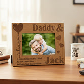 Personalised Daddy and Son or Daughter Heart Wooden Engtaved Photo Frame Gift Photo Frame ukgiftstoreonline 4 x 6 Inch