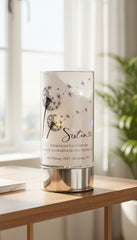 Personalised Sister Memorial Led Lamp With Dandelions Personalised Lights ukgiftstoreonline