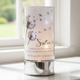 Personalised Sister Memorial Led Lamp With Dandelions Personalised Lights ukgiftstoreonline