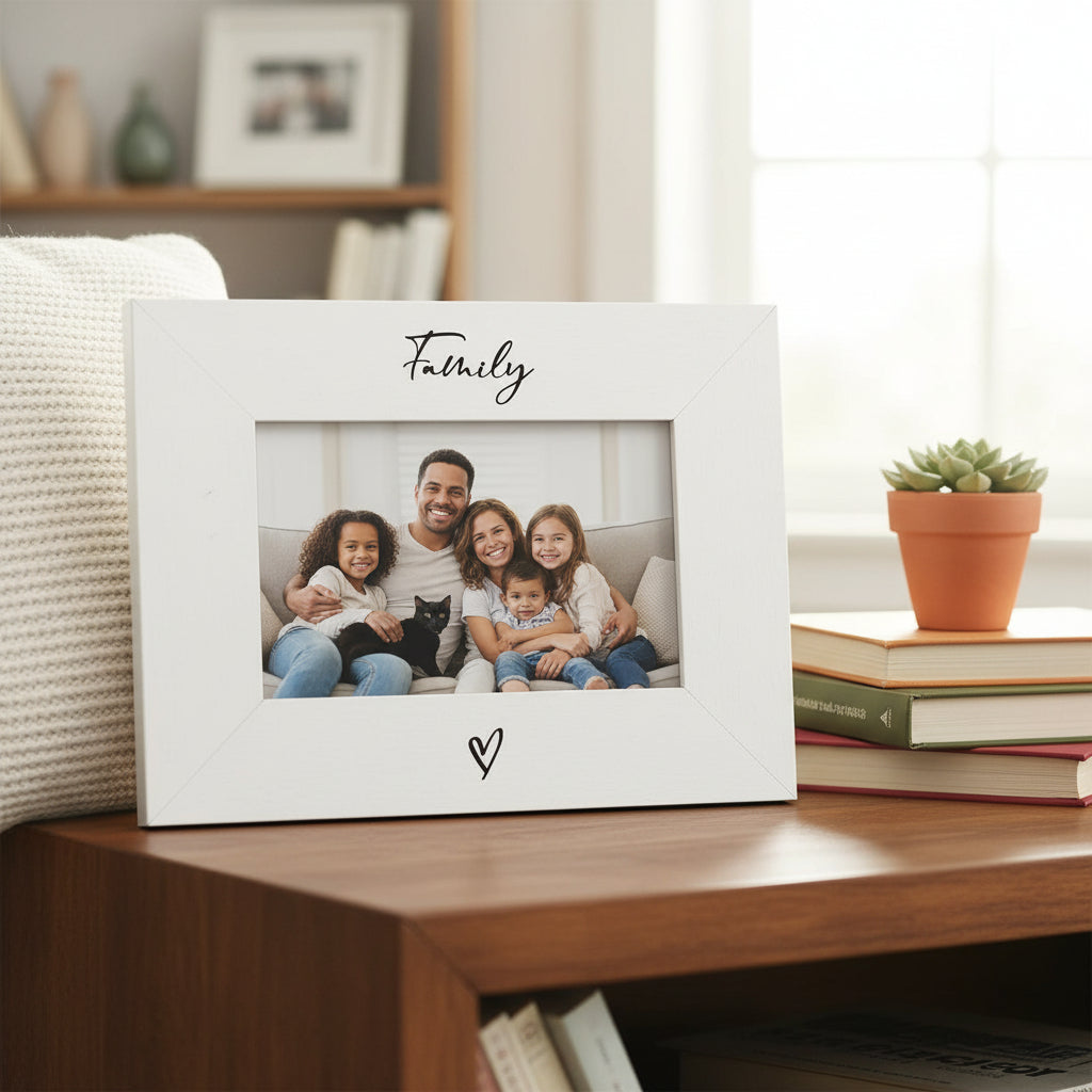 White 6x4 Landscape Picture Photo Frame Family Heart Photo Frame ukgiftstoreonline