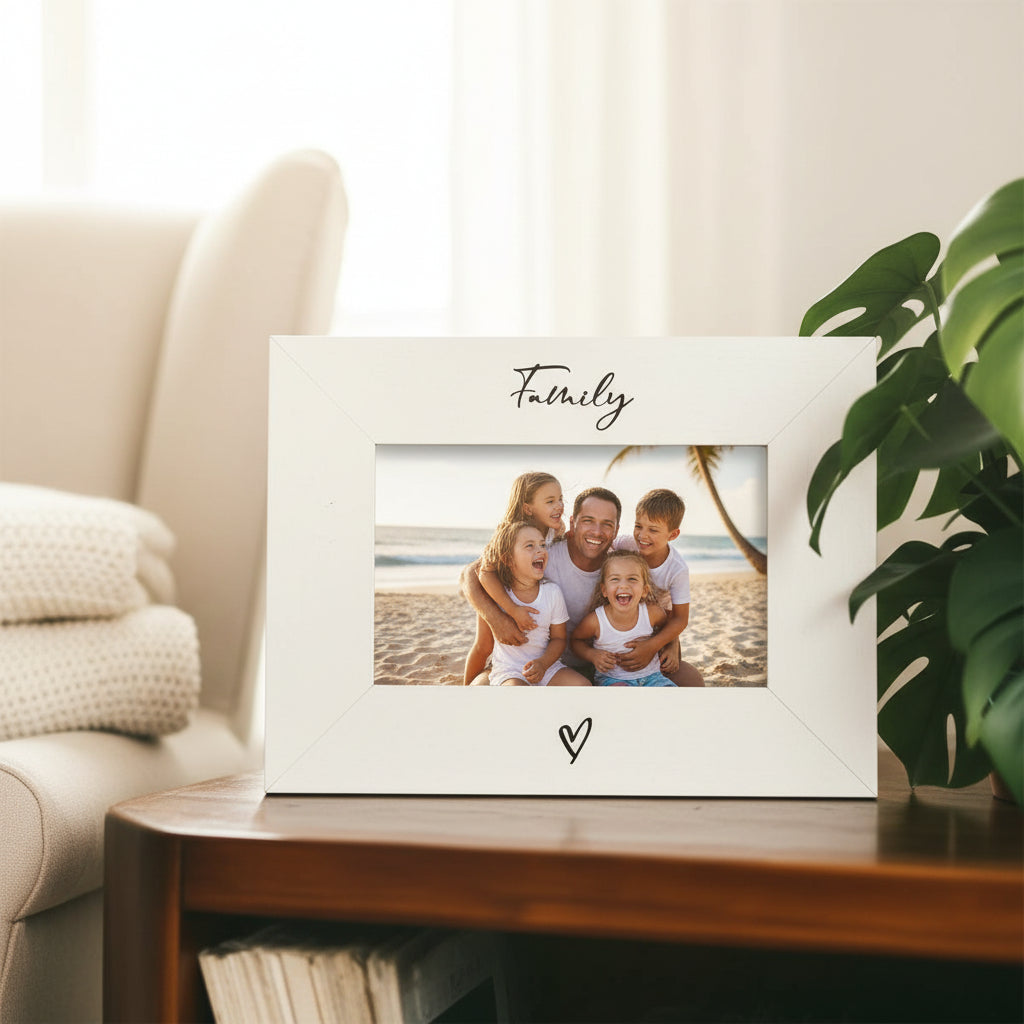 White 6x4 Landscape Picture Photo Frame Family Heart Photo Frame ukgiftstoreonline