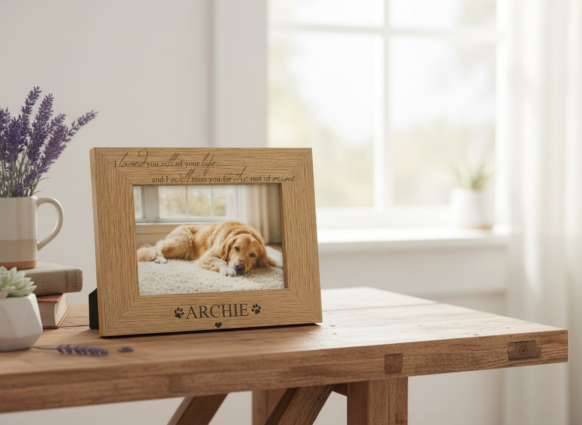 Personalised Pet Remembrance Engraved Wooden Photo Frame I Loved You For All Your Life Pet Photo Frame ukgiftstoreonline