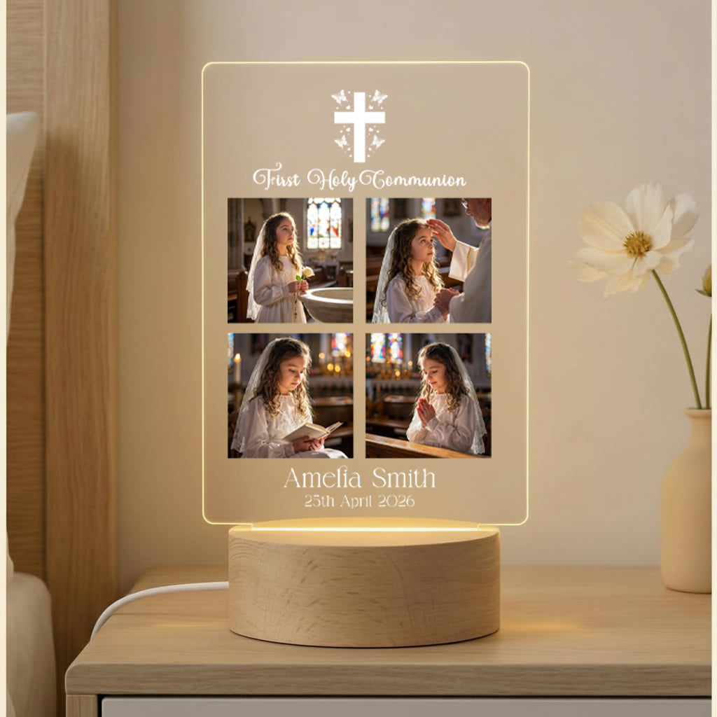 Personalised Gifts for First Holy Communion Day Photo Frames Picture Light-Up Gift Ideas For Boys and Girls
