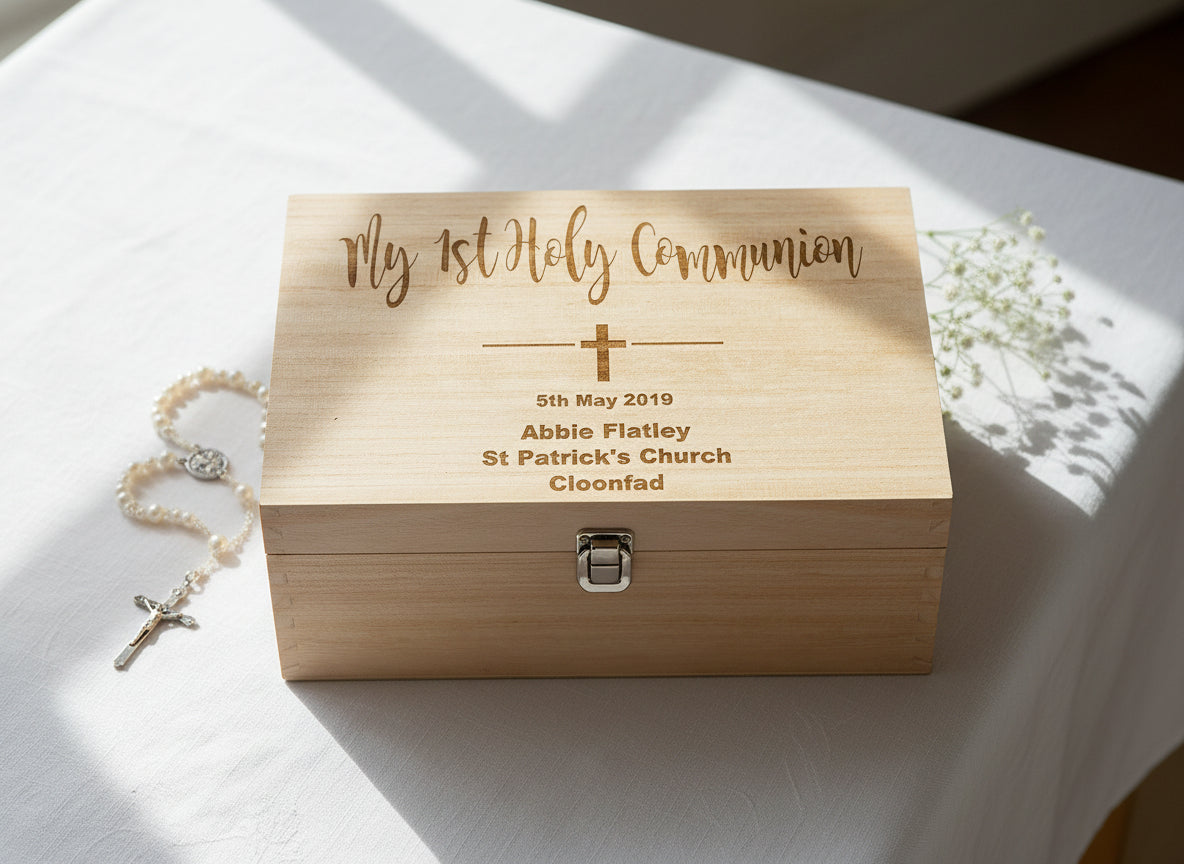 Personalised Large Wooden Communion Keepsake Memories Box Gift Keepsake Memory Box ukgiftstoreonline