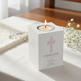 Personalised Confirmation Gift Ornate Cross Design Tea Light Holder Tea Light Holder ukgiftstoreonline