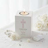 Personalised First Holy Communion Gift Cross Design Tea Light Holder Tea Light Holder ukgiftstoreonline